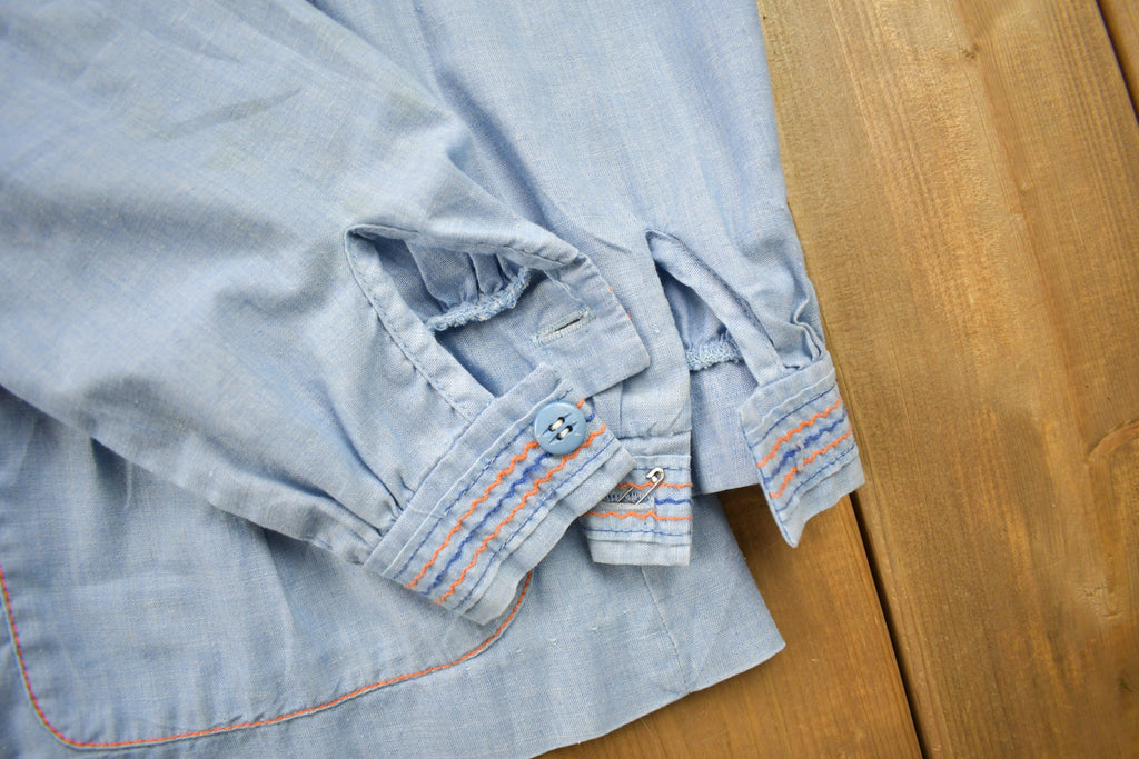 Vintage 1980s Hand Stitched Owl Theme Button Up Shirt