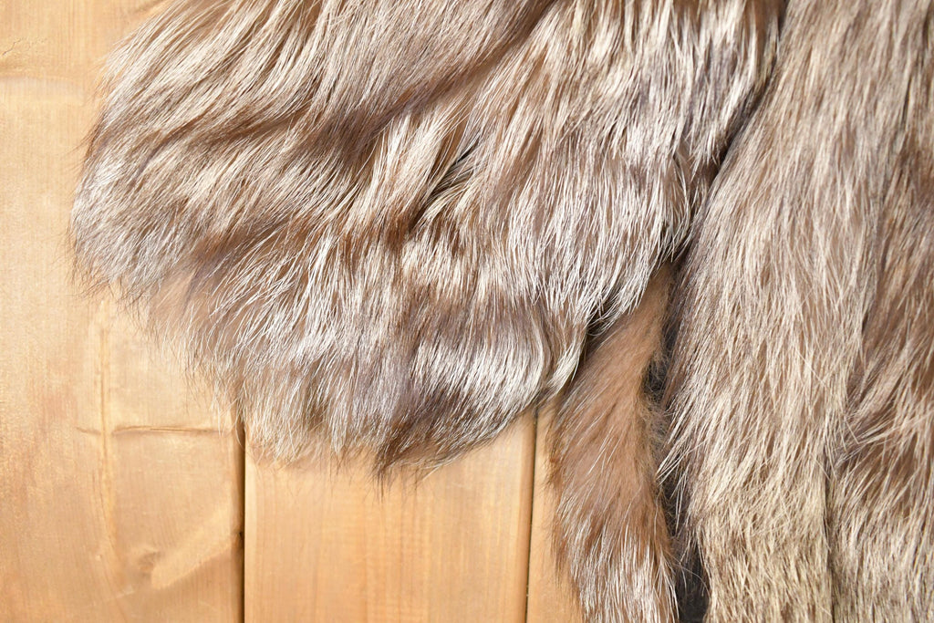Vintage 1980s Grey Fox Mid Length Fur Coat Saga Fox Royal Made In USA