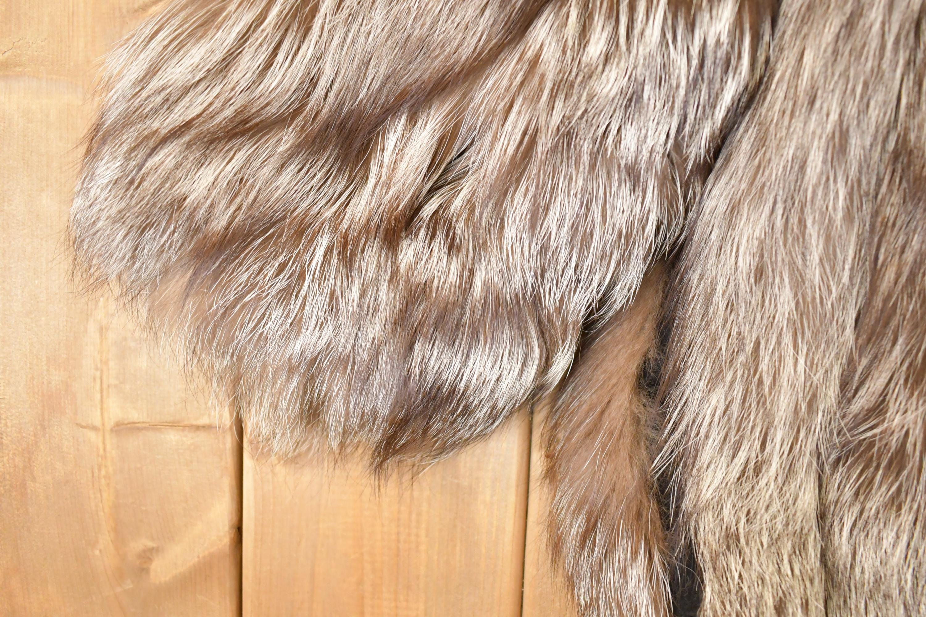 Vintage 1980s Grey Fox Mid Length Fur Coat Saga Fox Royal Made In USA