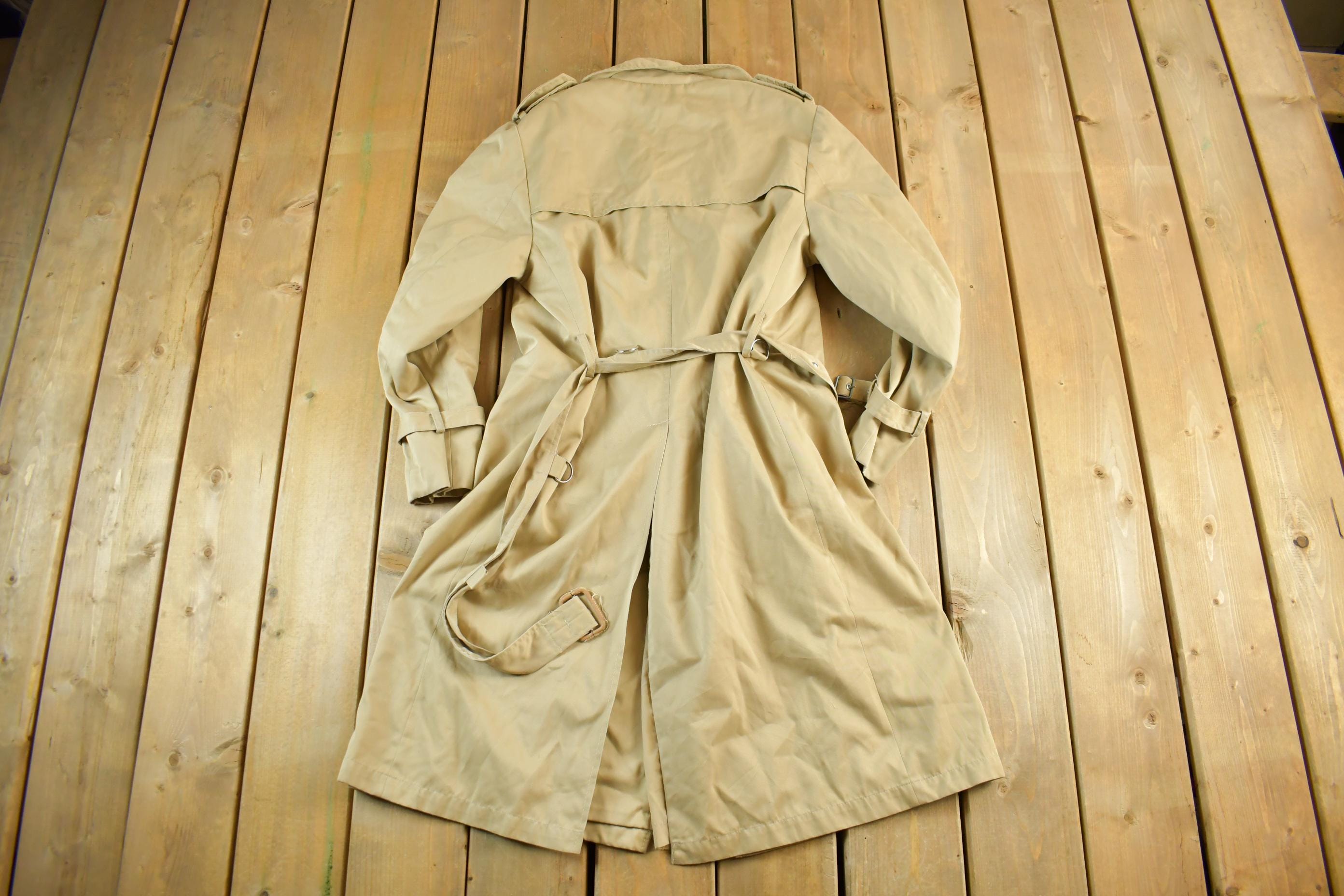 Vintage 1970s 1980s Double Breasted Trench Overcoat Men's Small