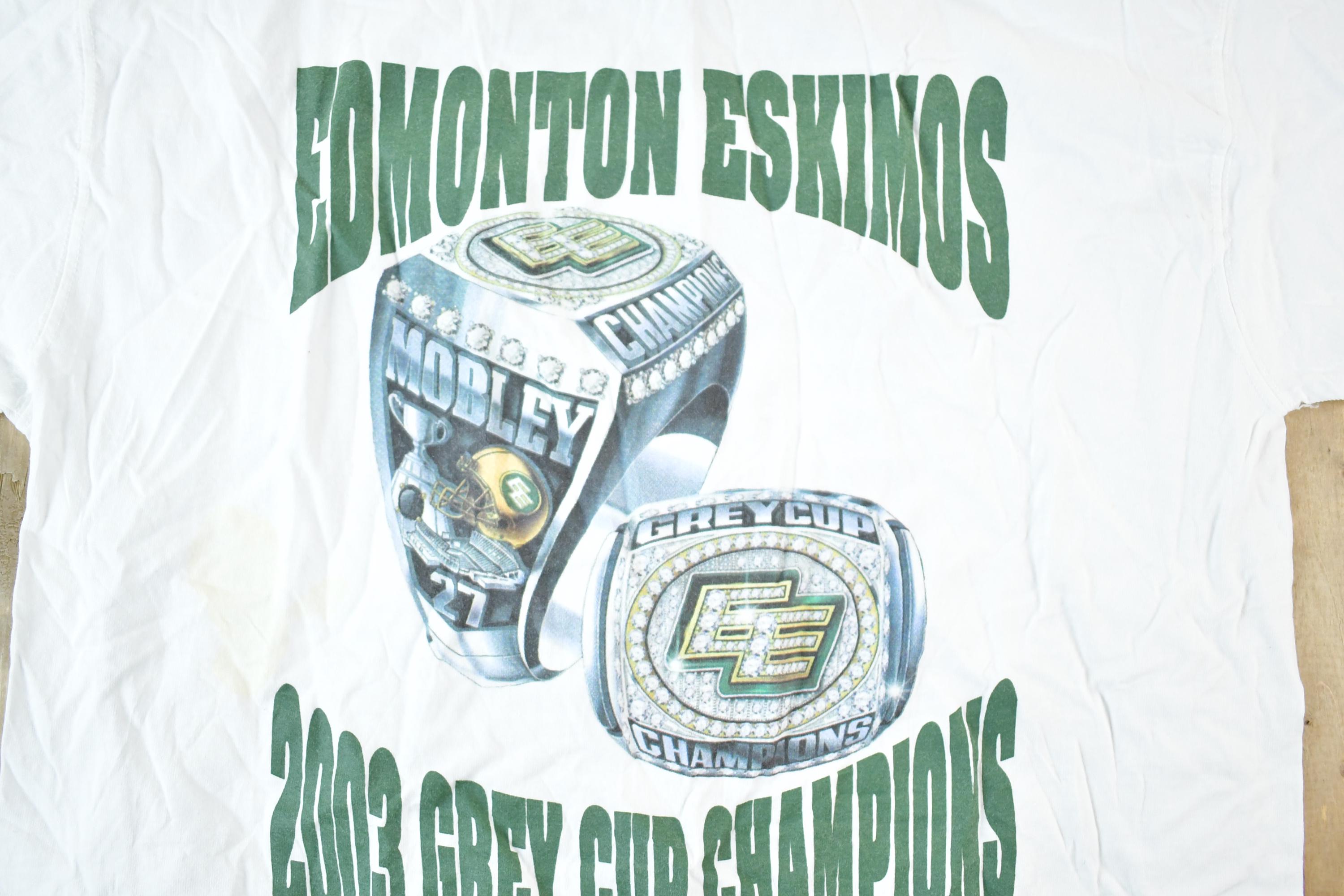 Vintage 2003 Edmonton Eskimos Grey Cup Champions Souvenir T-Shirt Mens M