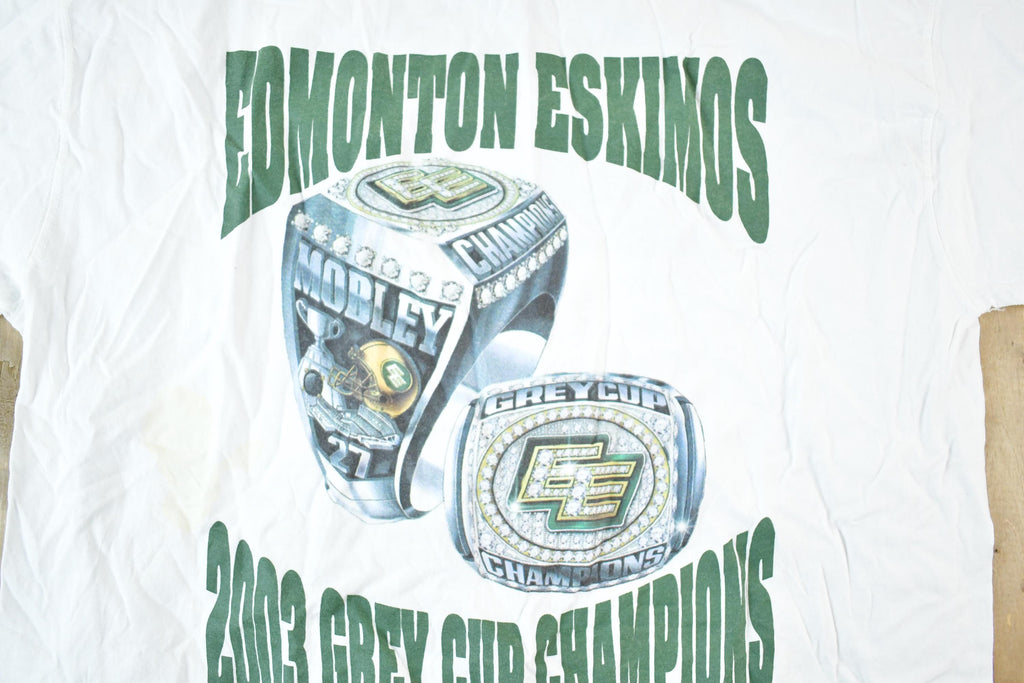 Vintage 2003 Edmonton Eskimos Grey Cup Champions Souvenir T-Shirt Mens M