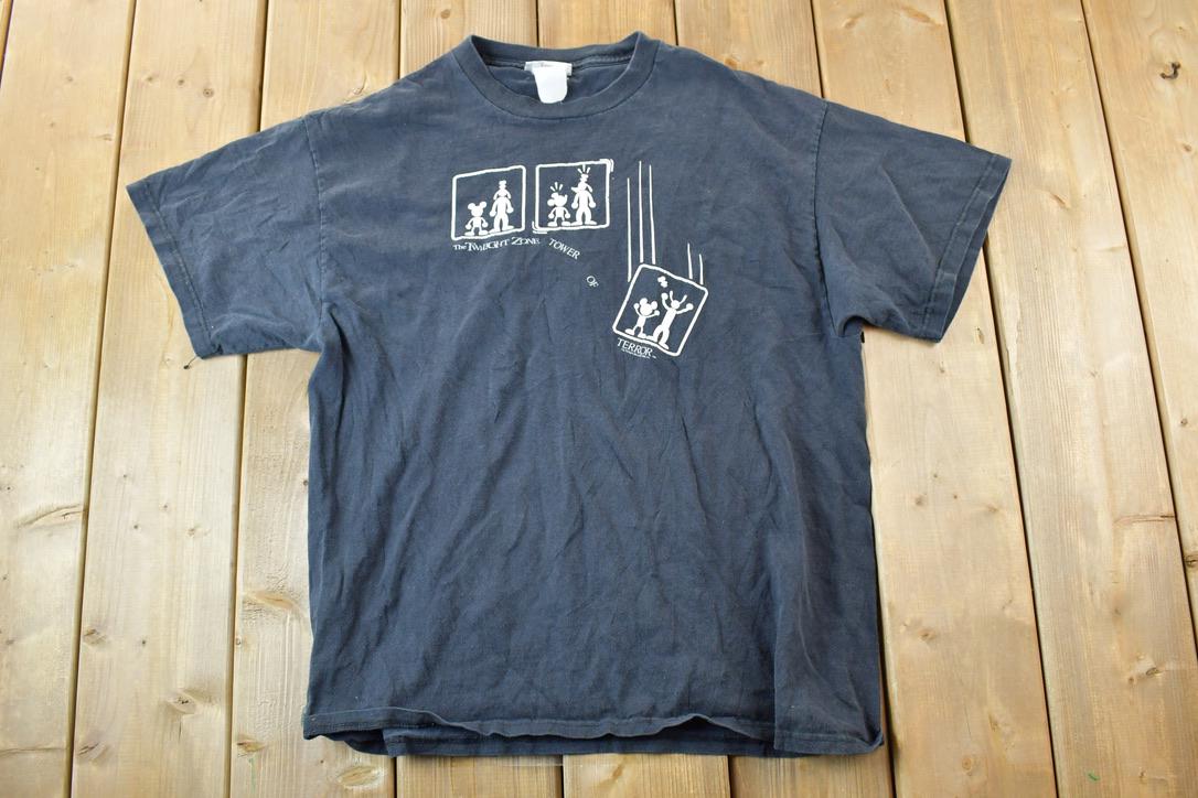 Vintage 1990s Disney The Twilight Zone Tower Of Terror Cartoon Promo T-Shirt