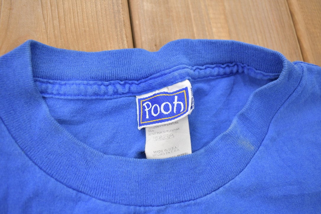 Vintage 1990s Winnie The Pooh Cartoon Blue Pajama T-Shirt