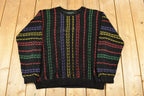 Vintage 1990s Tundra Canada Knit Abstract Pattern Crewneck Sweater Mens Large