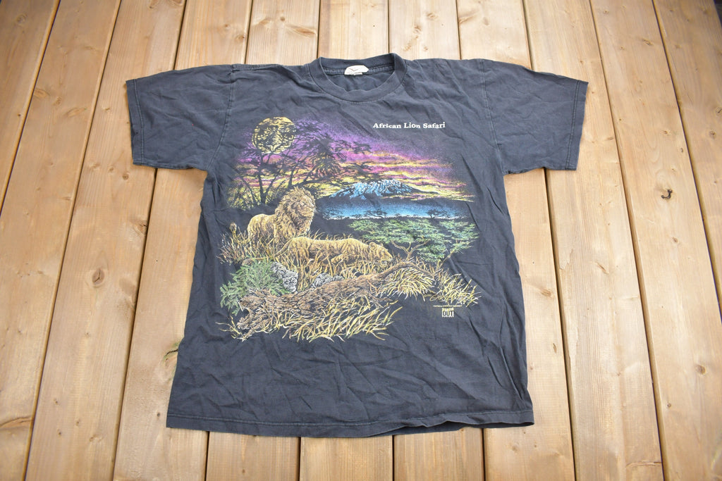 Vintage 1993 African Lion Safari Theme Graphic T-Shirt