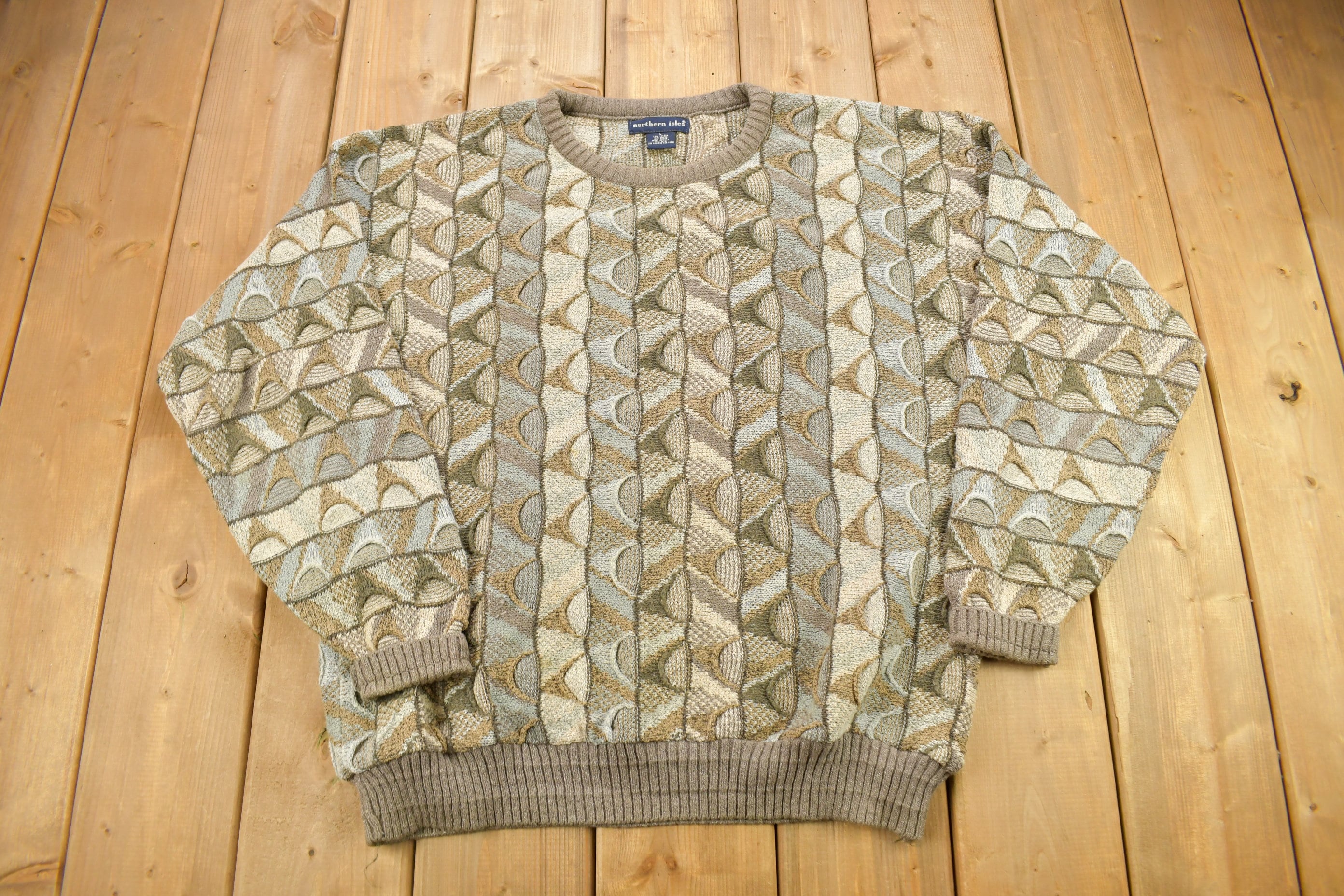 Vintage 1980s Northern Isles Abstract Knitted Sweater /