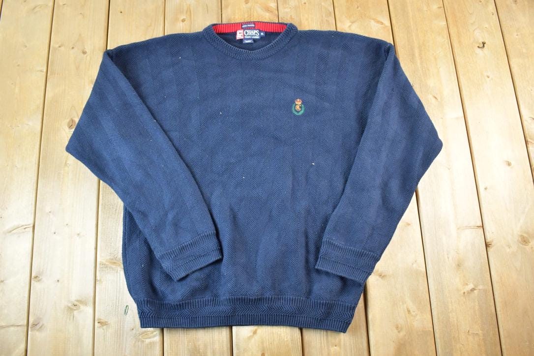 Vintage 1990s Chaps Ralph Lauren Knit Crewneck Sweater Mens M / 90s Crewneck / Preppy Knits