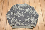Vintage Knitted Across America Silver Floral Sweater