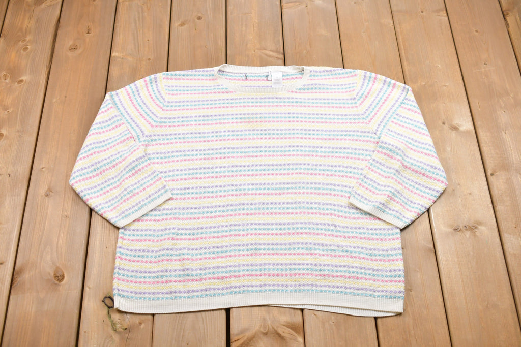 Vintage Rainbow Striped Knitted Sweater