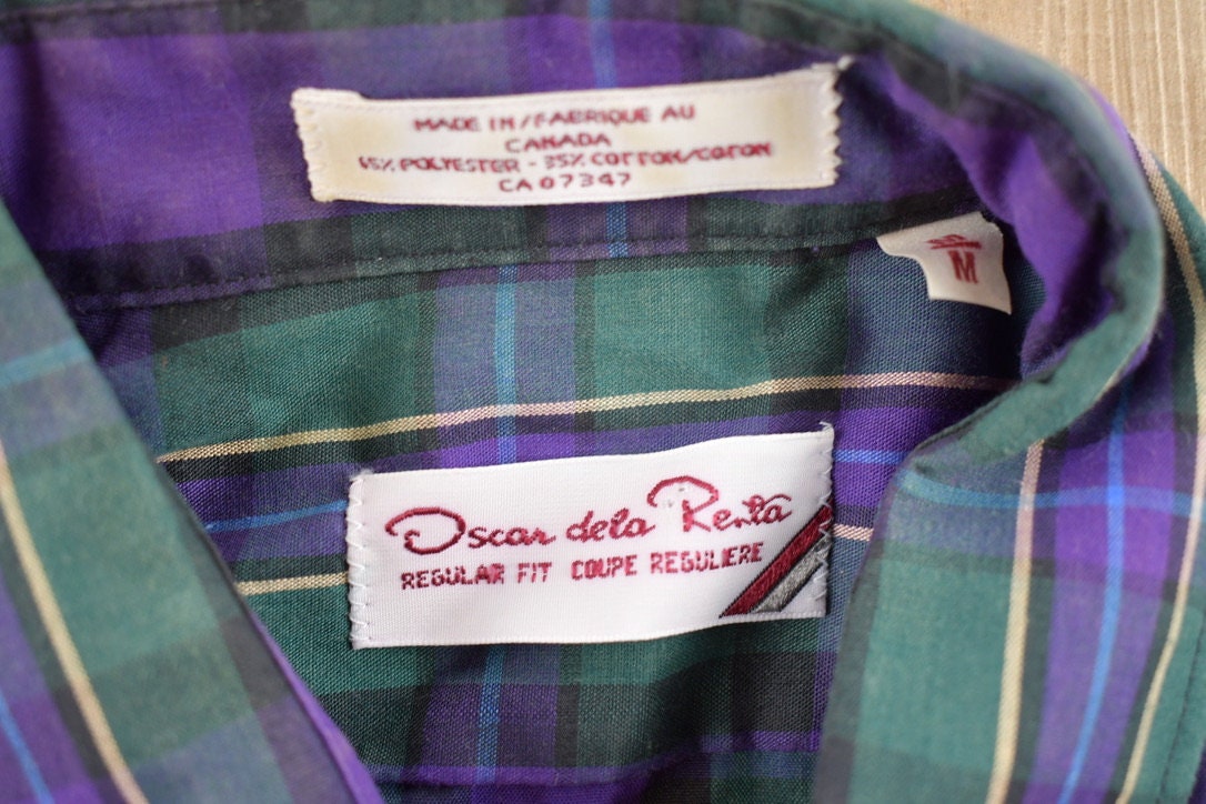 Vintage 1990s Oscar Dela Renta Plaid Flannel Button Up Shirt
