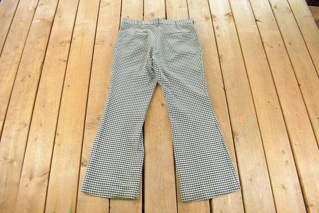 Vintage 1970s Day's Sportswear Checkered Bell Bottom Flare Trousers Women's 35 x 29