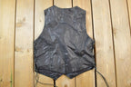 Vintage 1990s Leather Motorcycle Vest Made In USA
