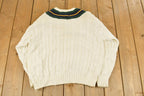 Vintage 1990s Gap Cable Knit V Neck Cricket Sweater Men's Medium