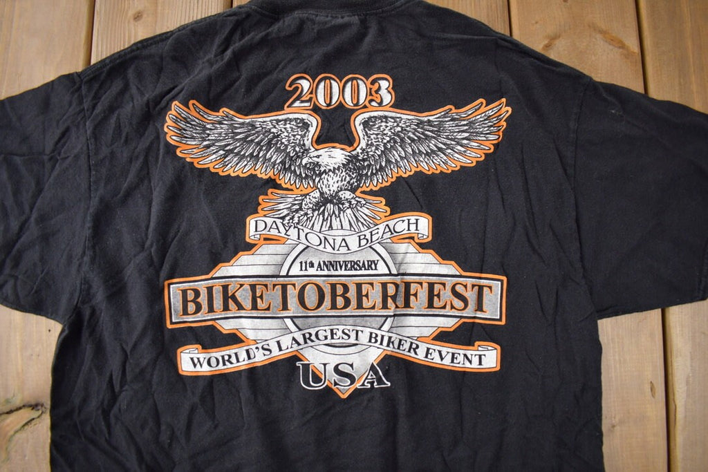 Vintage 2003 Biketoberfest Daytona Beach Souvenir Travel T Shirt Size L