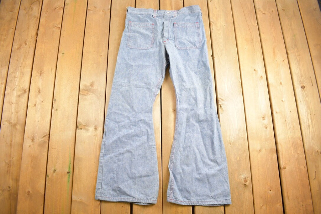 Vintage 1980s Baggy Flare Denim Jeans Size 35 x 31