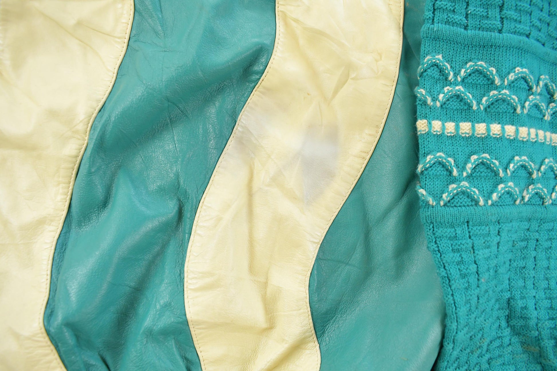 Vintage 1990s Bagazio Leather Knit Crewneck Sweater Men's XL /