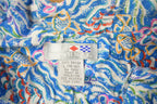 Vintage 1990s French Navy Abstract Fish Pattern Button Up Shirt