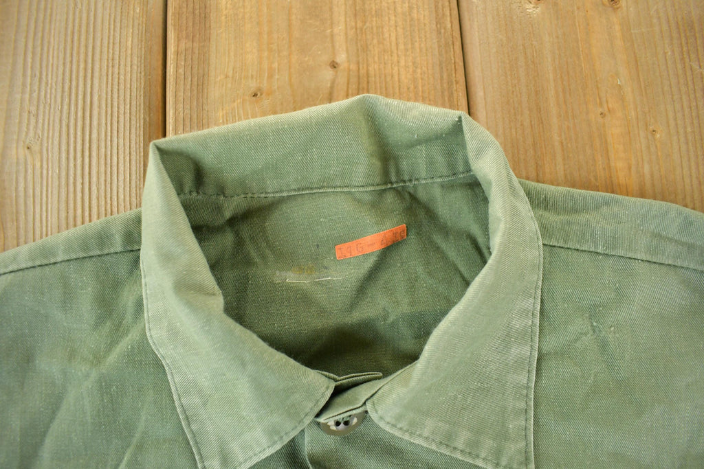 Vintage 1970s 1980s Army OG-107 Military Sateen Shirt Men's Large  Field Combat Shirt  Militaria