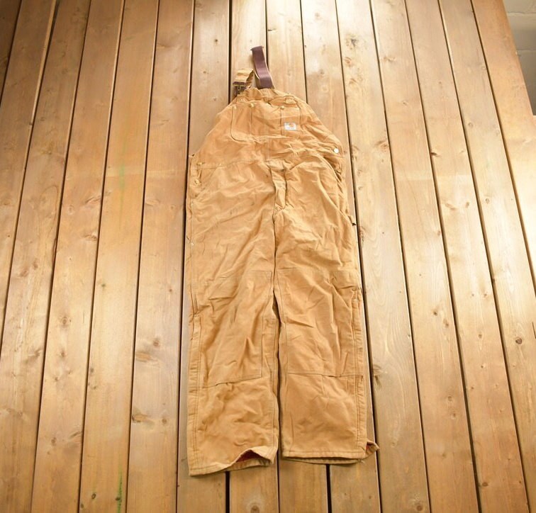 Vintage 1990s Carhartt Double Knee Canvas Overalls Size 42x30
