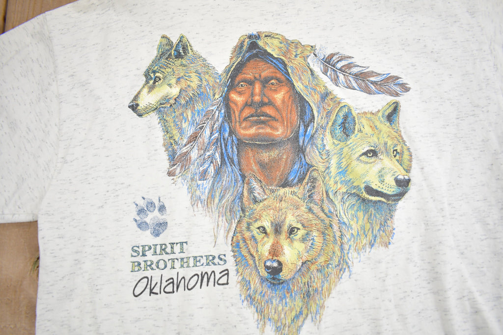 Vintage 1990s Spirit Brothers Oklahoma Wolf Theme Souvenir T Shirt