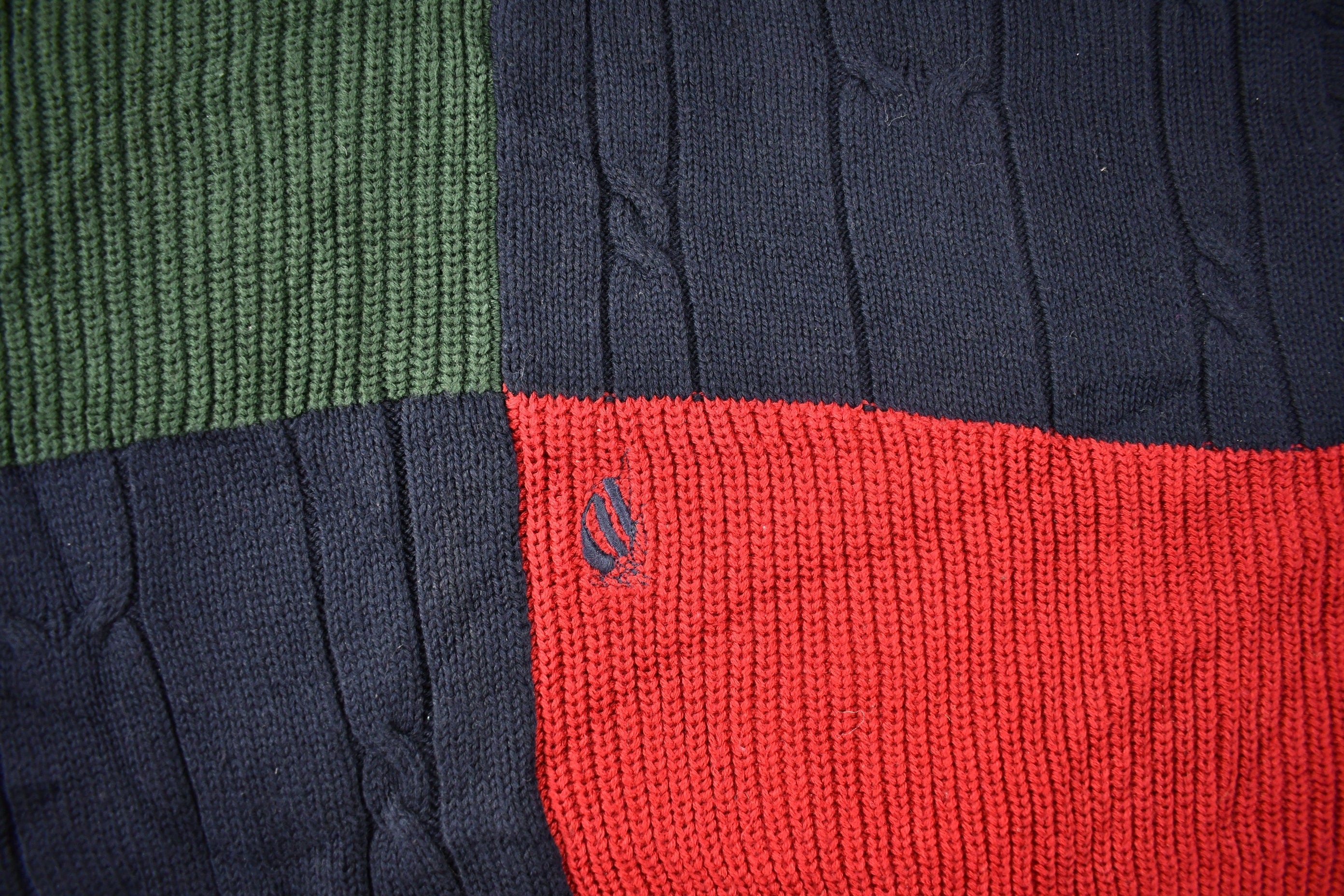 Vintage 1990s Nautica 3D Cable Knit Crewneck Sweater / Vintage 90s Crewneck / Color Block Pattern / / Streetwear / Colorful