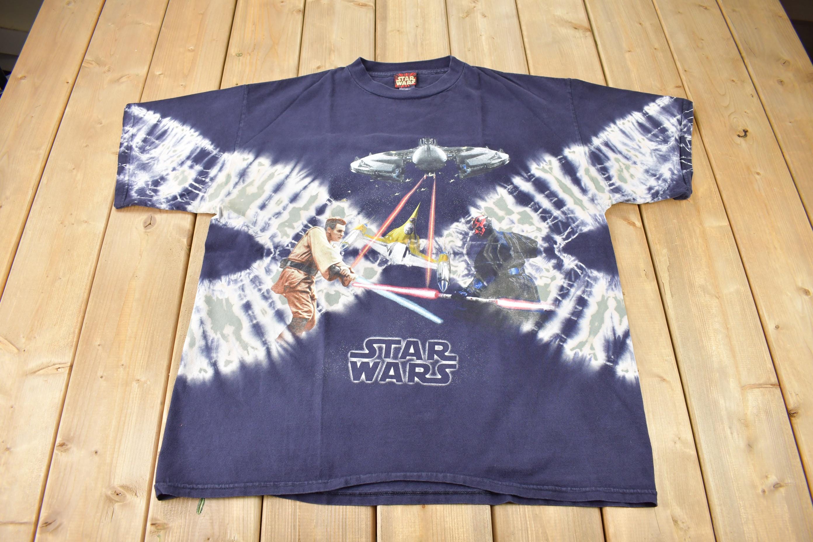 Vintage 1999 Star Wars Episode 1 All Over Print Tie Dye Promo T-Shirt
