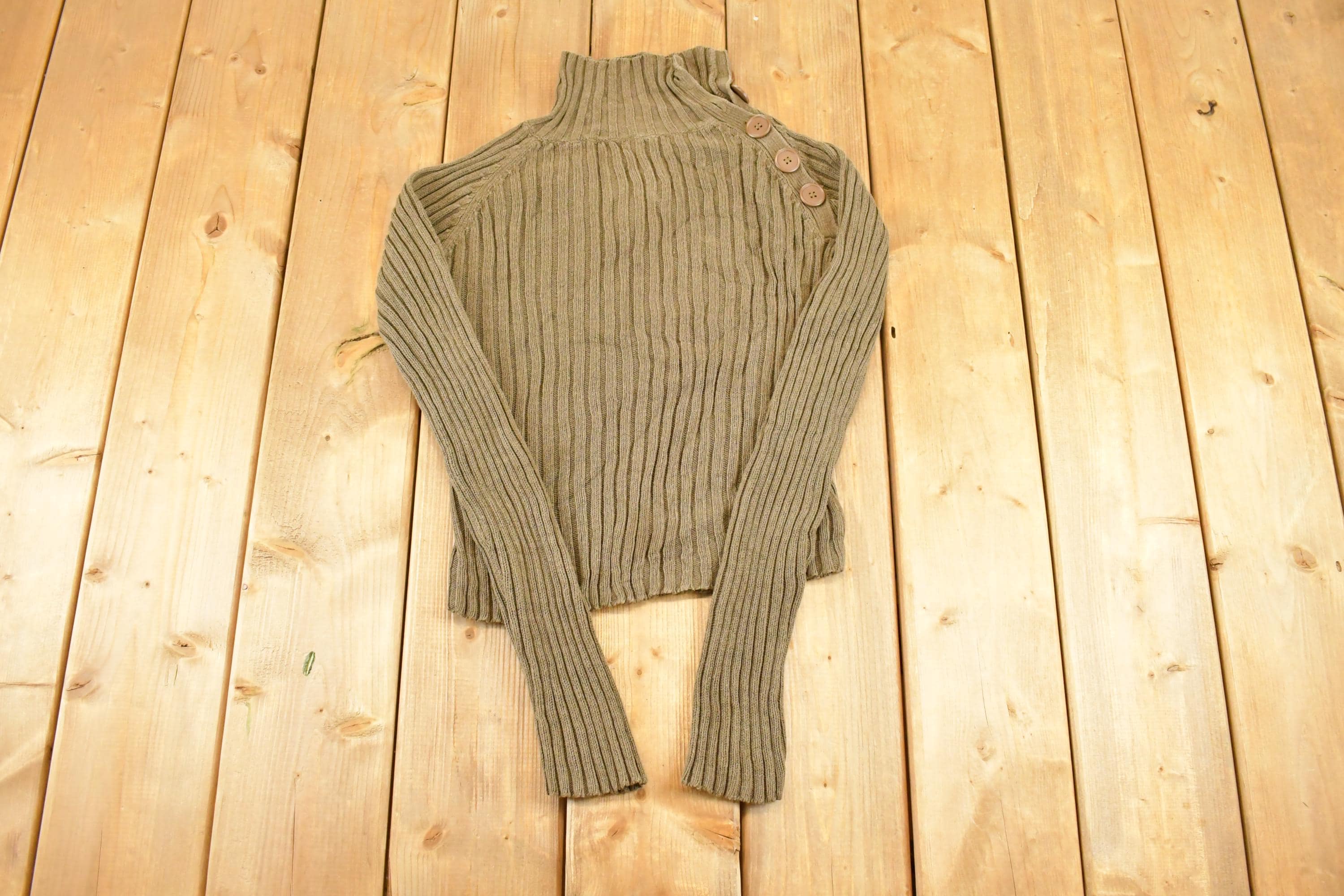 Vintage Y2K One Step Up Ribbed Knit Crewneck Sweater Women's S / Abstract Pattern 3D Knitted Sweatshirt