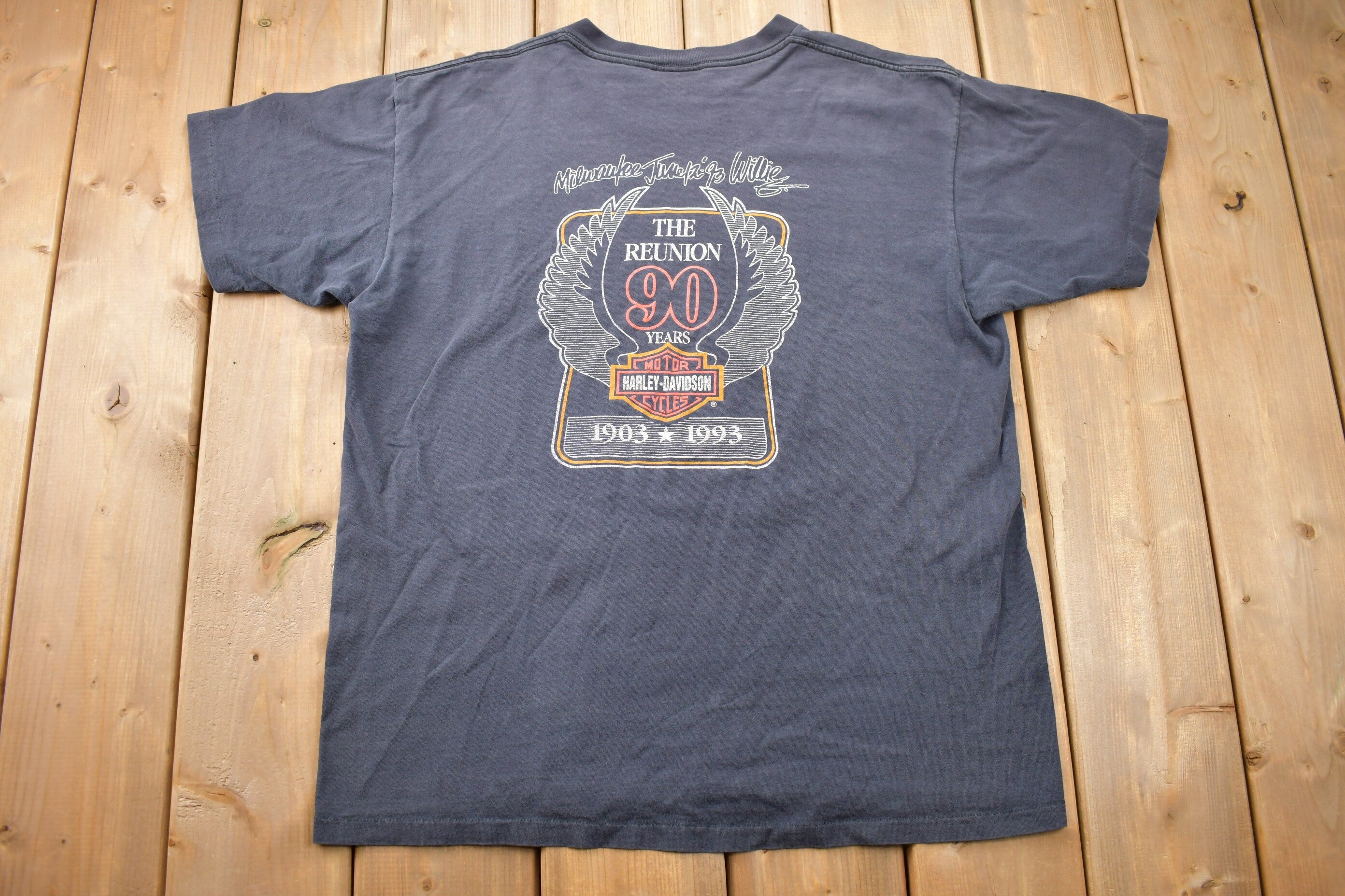 Vintage 1993 The Reunion 90 Years Harley Davidson T-Shirt