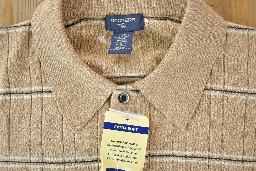 Vintage 1990s Deadstock Dockers Knit Abstract Pattern Crewneck Sweater