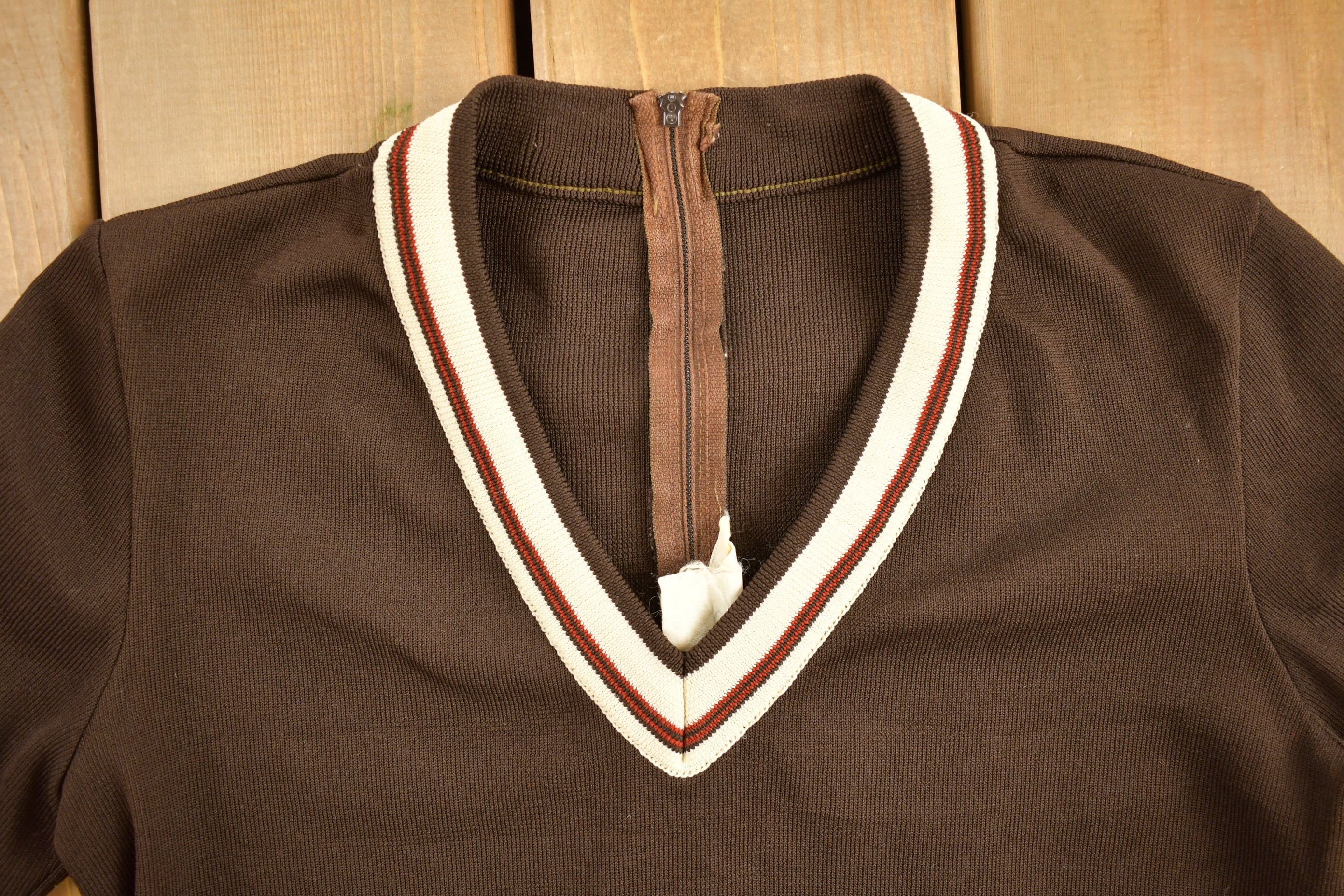 Vintage 1980s Striped Quarter Zip Crewneck Sweatshirt