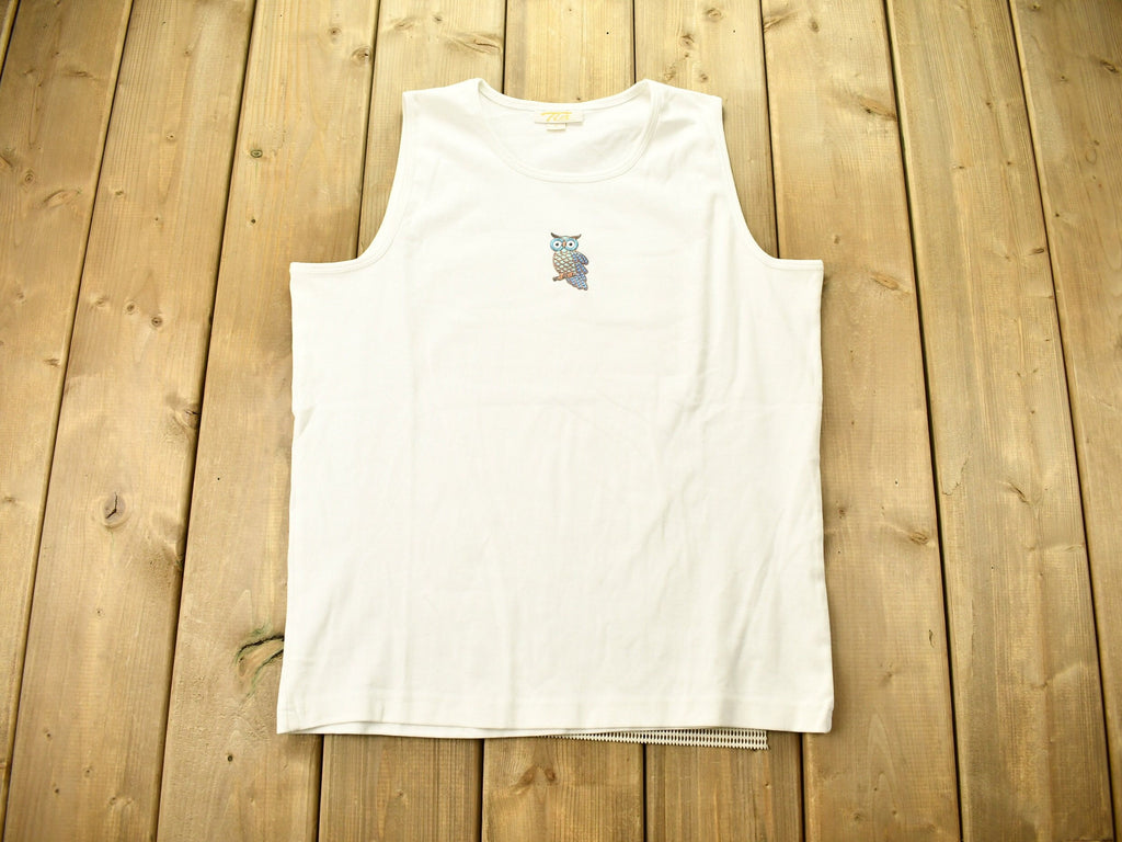 Vintage 1990s Owl Theme Embroidered Tank Top Shirt