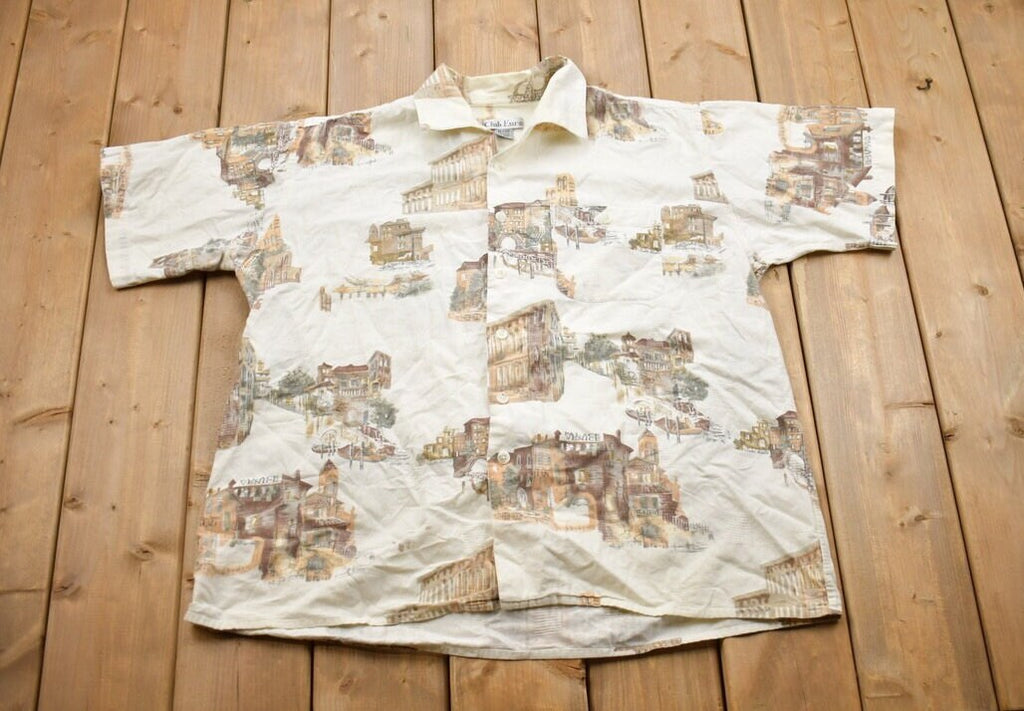 Vintage 1990s Club Euro Venice Short Sleeve Button Up Shirt