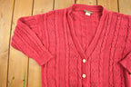 Vintage 1990s Outback Red Knitted Cardigan Button Up Sweater
