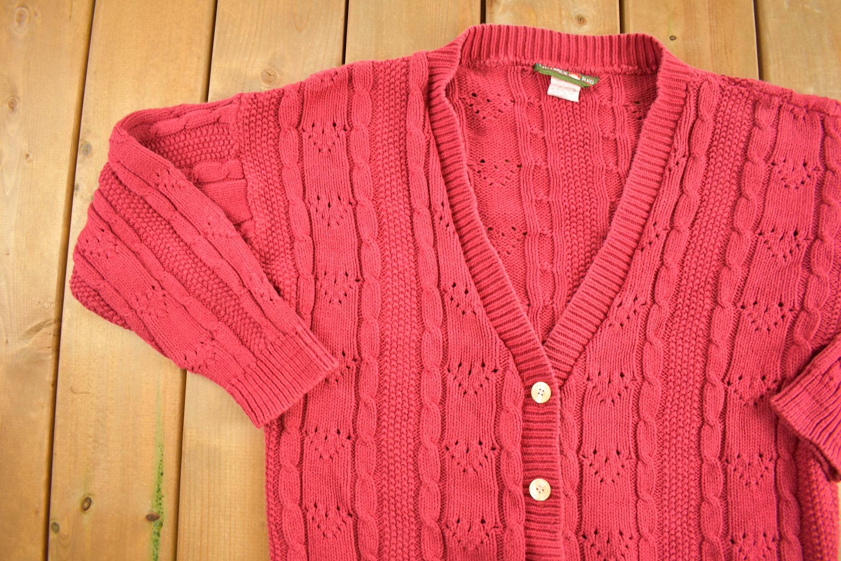 Vintage 1990s Outback Red Knitted Cardigan Button Up Sweater