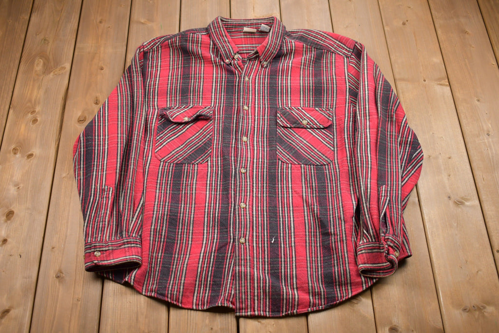 Vintage 1980s Plaid Button Up Shirt /