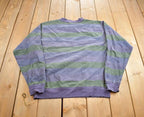 Vintage 1990s Structure Striped Embroidered Crewneck Sweatshirt Made In USA
