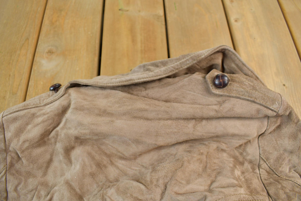 Vintage 1990s Rice ID Suede Leather Full Length Jacket