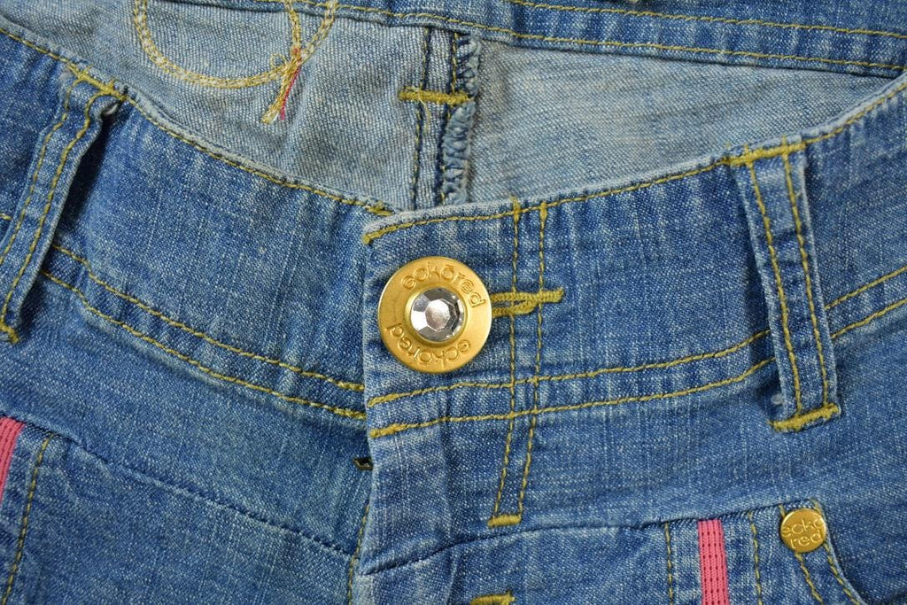 Vintage 2000s Echo Red Pink Embroidered Low Waisted Women's Denim Jeans Size 28 x 32