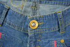 Vintage 2000s Echo Red Pink Embroidered Low Waisted Women's Denim Jeans Size 28 x 32