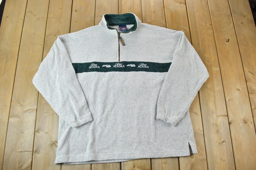 Vintage 1990s Alaska Quarter Zip Crewneck Sweatshirt Made In USA