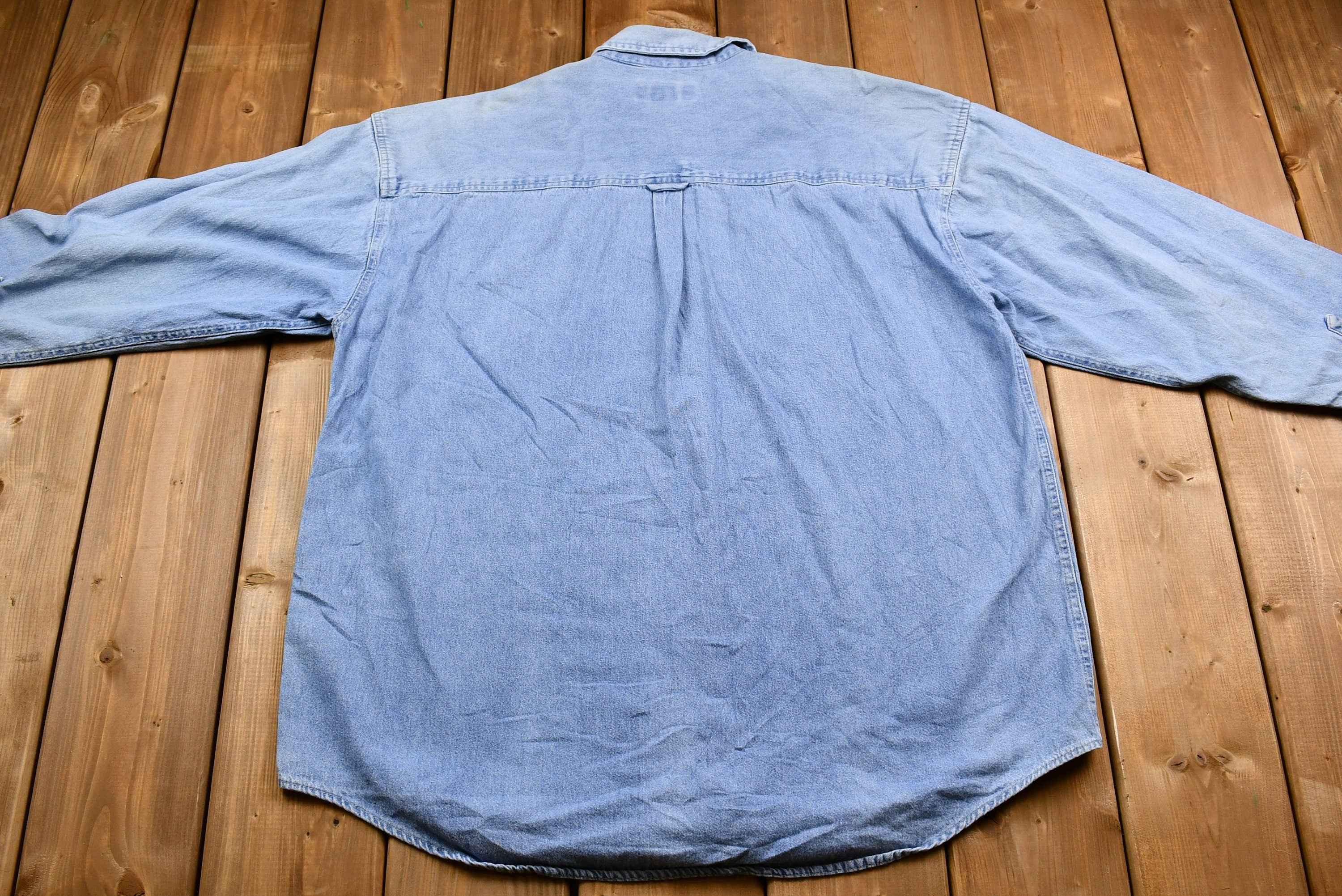Vintage 1990s North Crest Light Blue Denim Button Up Shirt