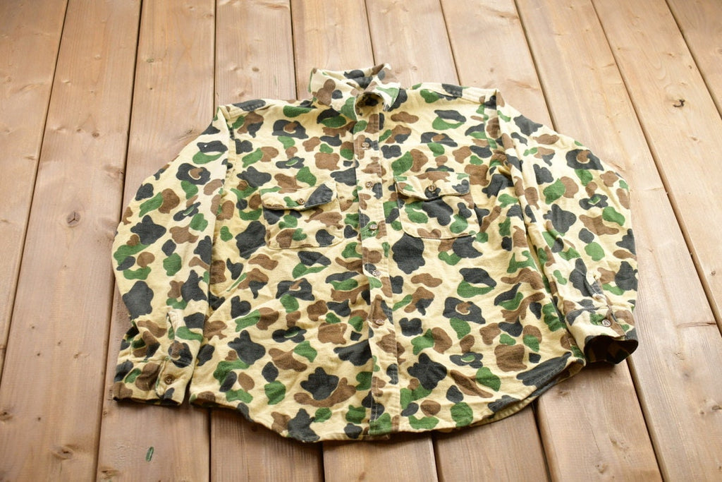 Vintage 1990s Duck Camo Button Up Jacket  Hunting Jacket  Vintage Camouflaged  Streetwear Fashion  Made In