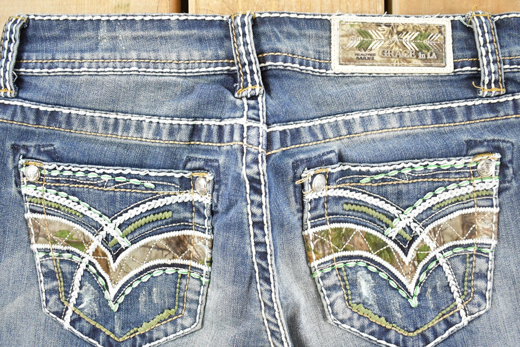 Vintage Deadstock Y2K Grace LA Bedazzled Low Rise Jeans Women's Size 27 x 33