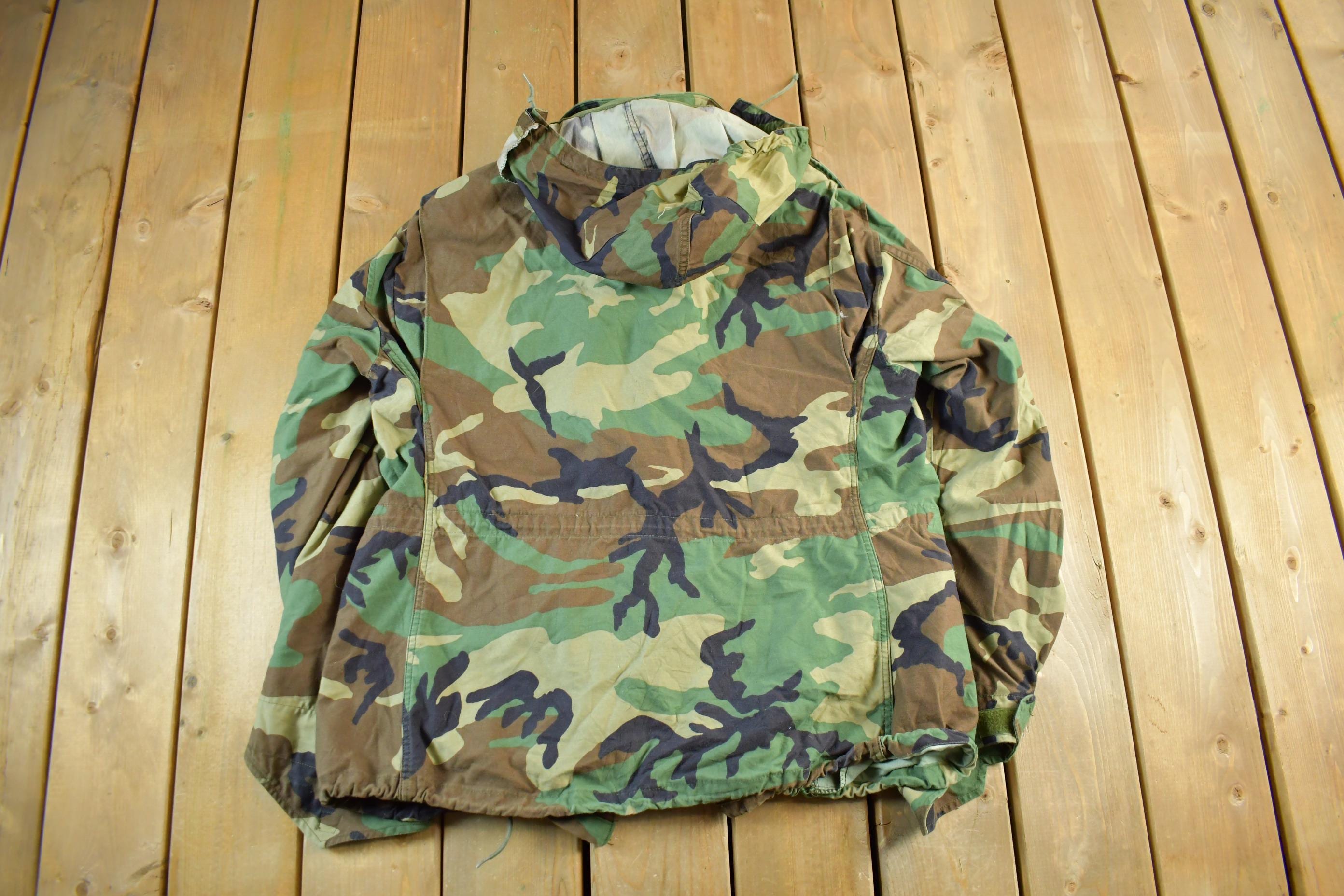 Vintage 1993 Army Woodland Camo Cold Weather Military Field Jacket Men's Large