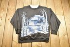 Vintage 1990s Winter Scene Outdoor Graphic Crewneck Sweater