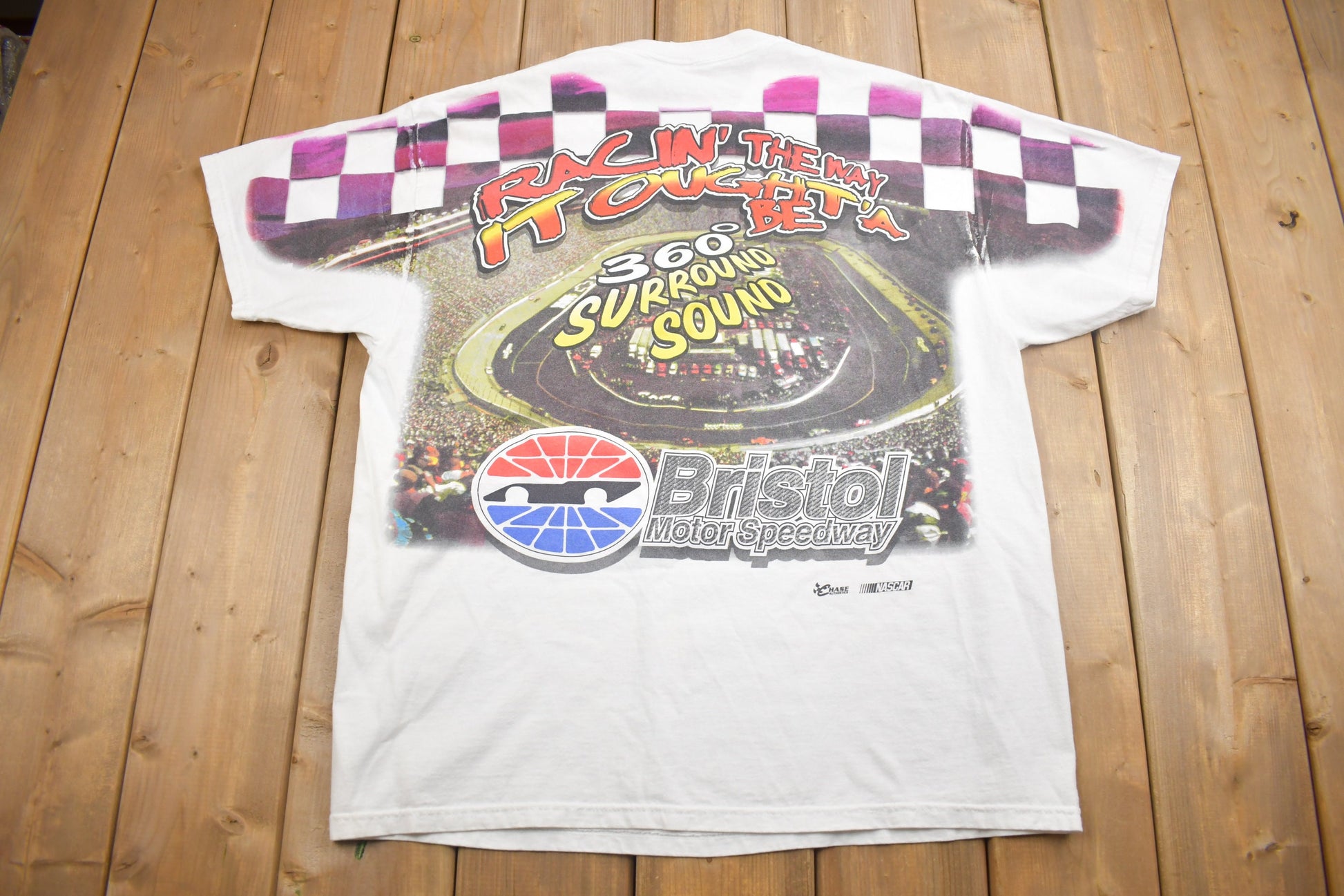 Vintage 2003 NASCAR Bristol Motor Speedway All Over Print Racing T-Shirt /