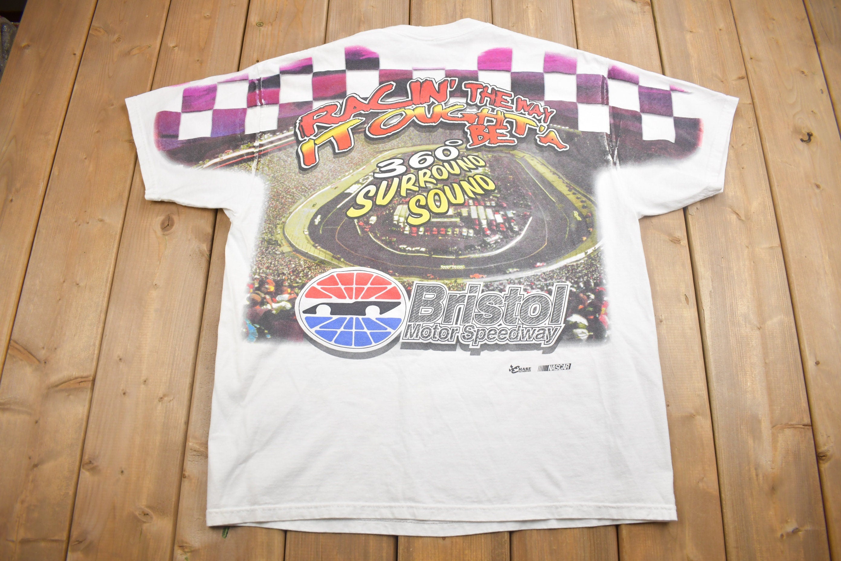 Vintage 2003 NASCAR Bristol Motor Speedway All Over Print Racing T-Shirt