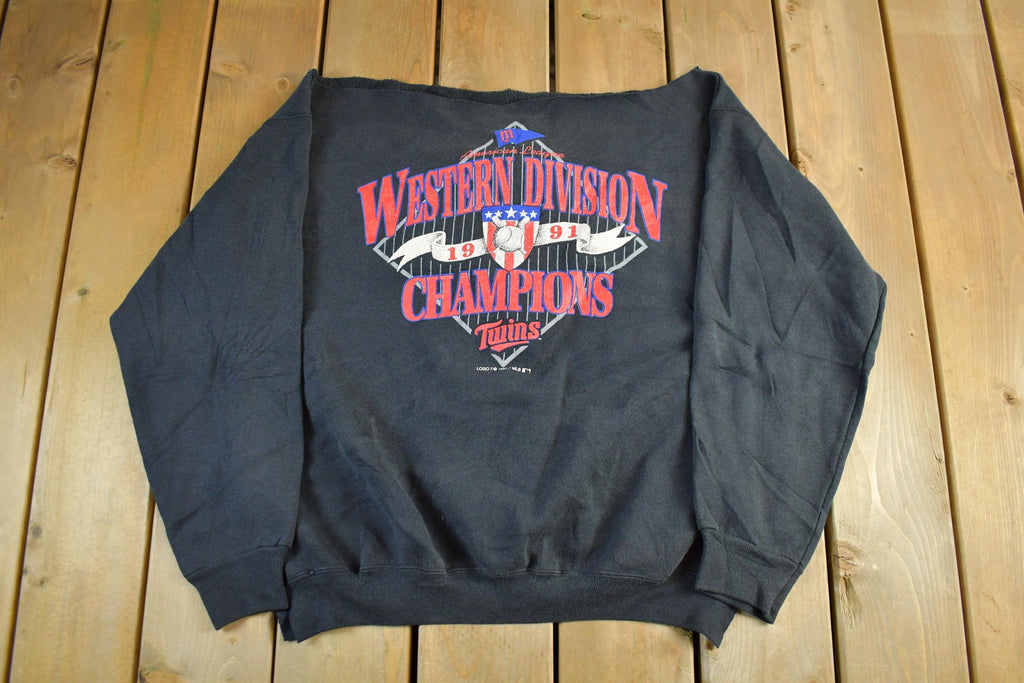 Vintage 1991 Minnesota Twins Distressed Thrashed MLB Crewneck Sweatshirt Adult Large