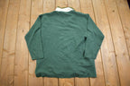 Vintage 1990s Green Bay Packers Button Up Rugby Style NFL Football Sweatshirt - Large
